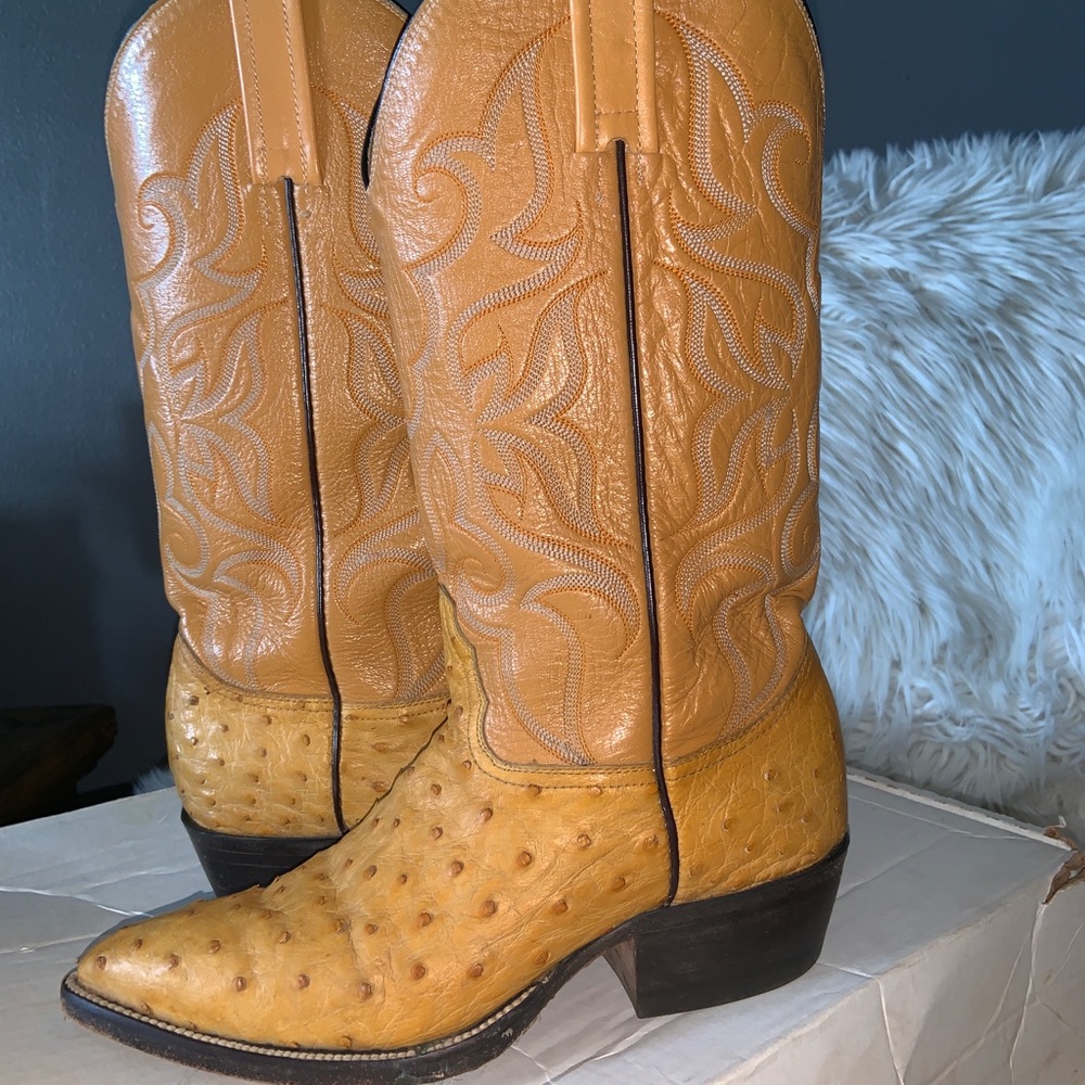 Genuine ostrich leather boots sz 7 men’s fit 8 wms